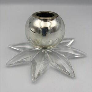 Steuben Crystal And Metal 8 Point Star Candlestick Mid 20th Century